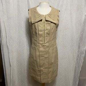 Elie Tahari Sleeveless Linen & Metal Detail Dress